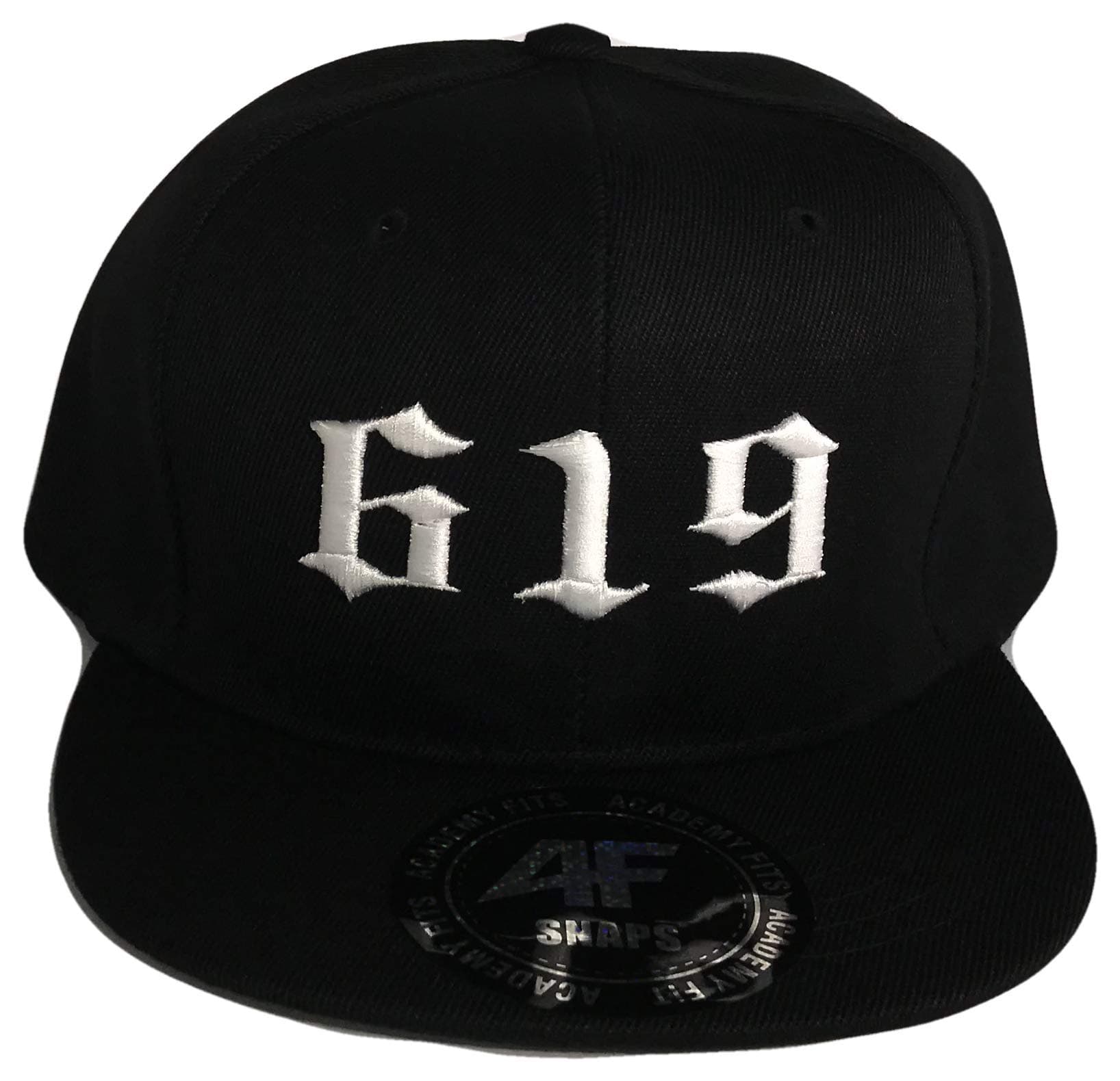 619 San Diego CA Area Code Snapback Baseball Cap(One Size, Black/White)