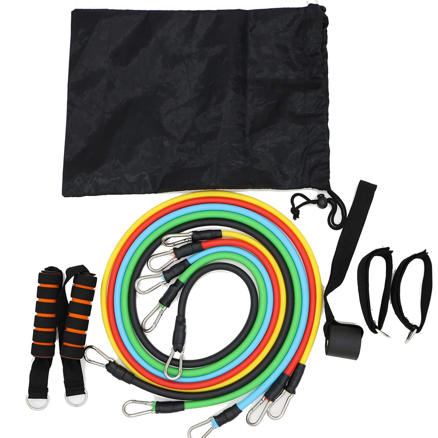 Eamplest Resistance Bands Set, Workout Band Set with 5 Stackable Exercise Bands, Handles, Legs Ankle Straps, Door Anchors and Carry Bag, for Resistance Training, Physical Therapy, Yoga Pilates