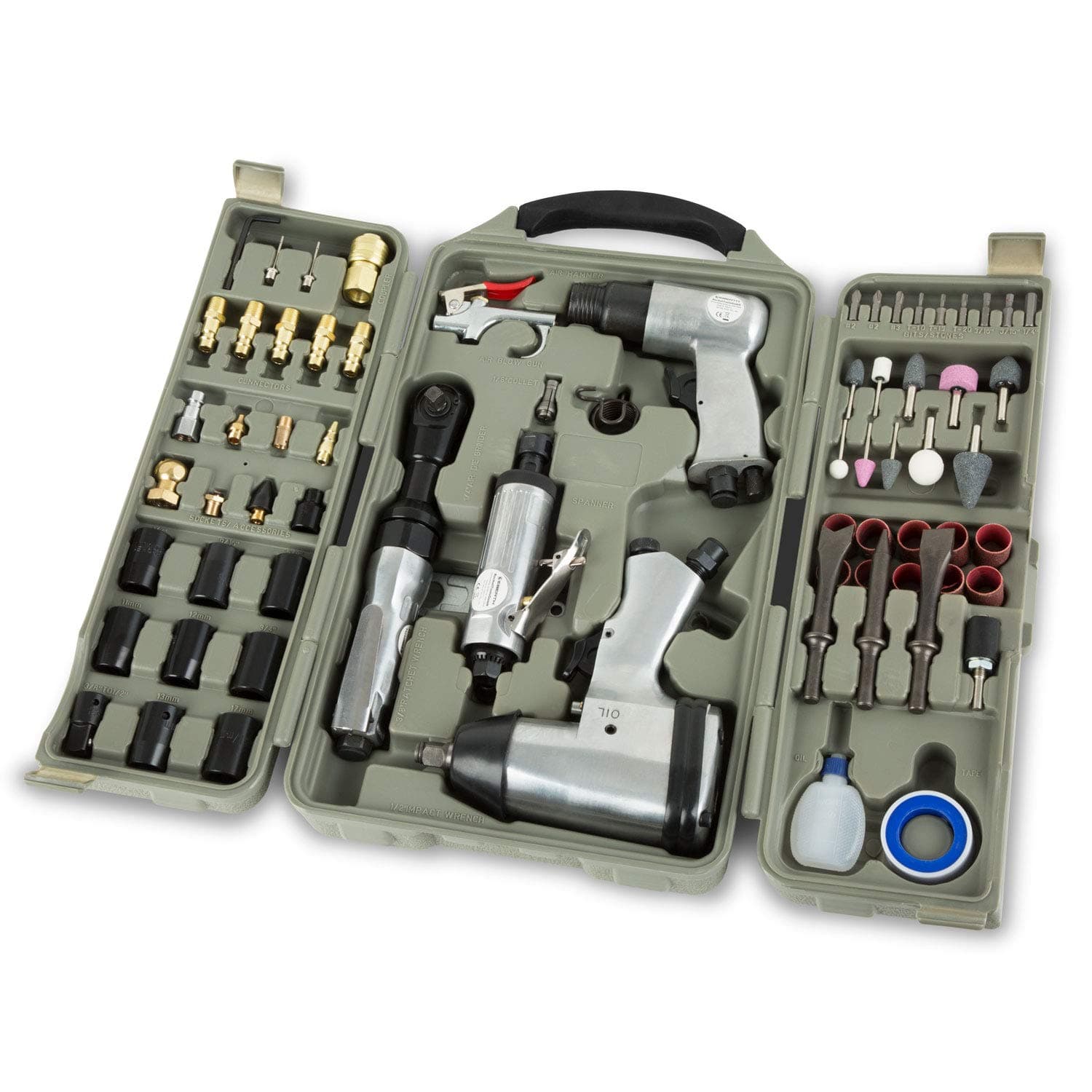 EBERTH71-pcs Air Tool Set (1/4" Air Connection, Quick-Coupling, Extensive Accessories, 311 Nm Torque max., Case)