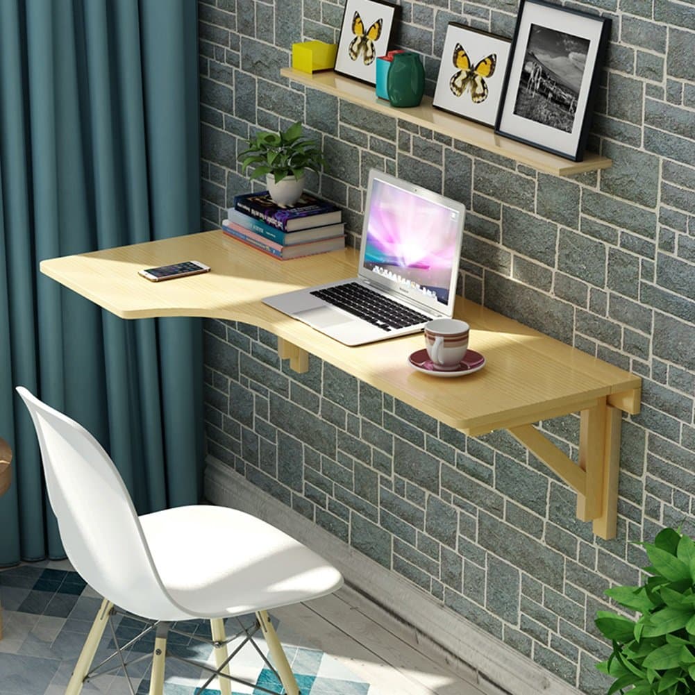 YHDD Solid wood corner computer table folding leaf table L-shaped desktop wall-mounted computer study table (Size : 80 * 60cm)