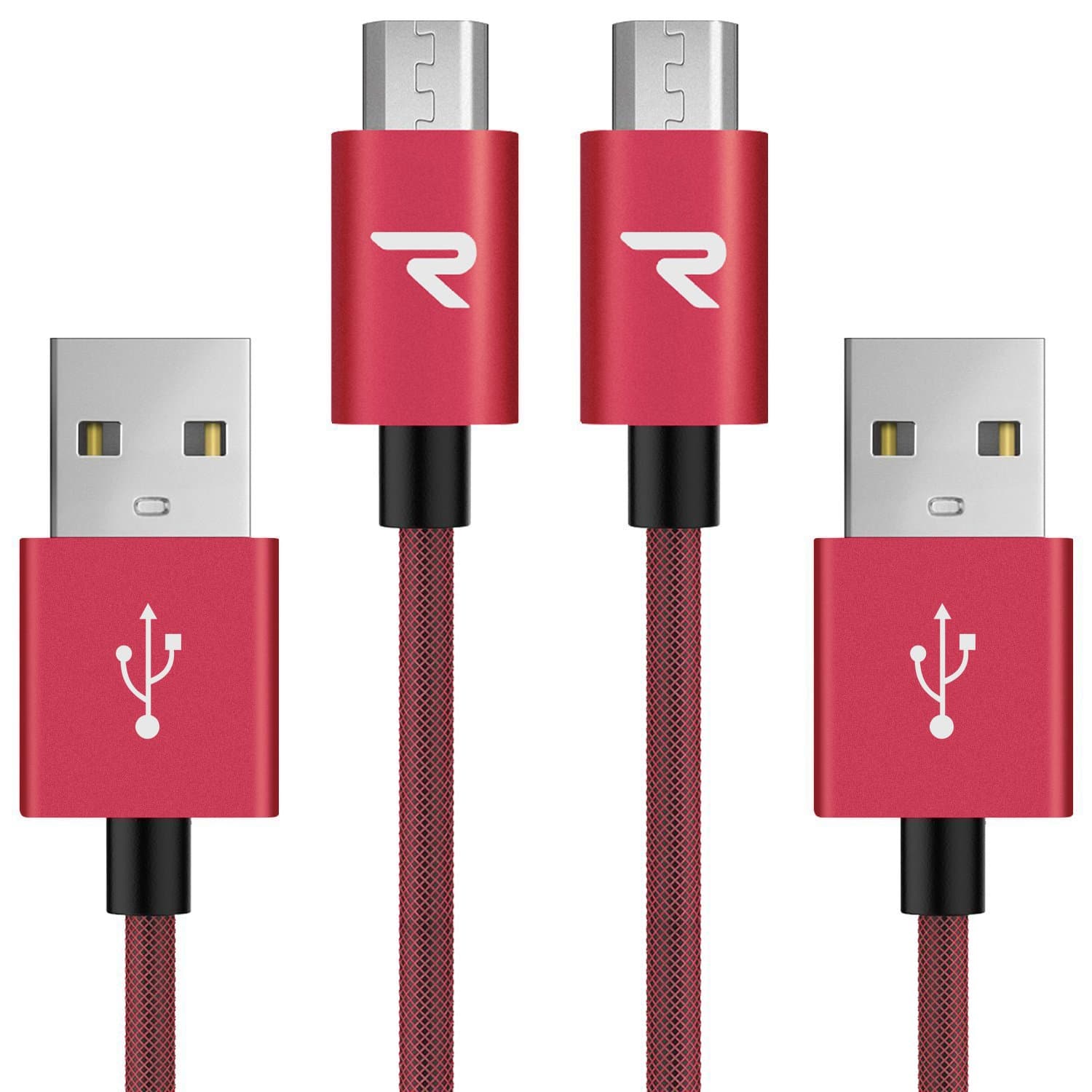 RAMPOW Micro USB Cable [3.3ft, 2-Pack]-2.4A High Speed Android Charging Cable-Compatible with S9/S7/S6, Sony, HTC, Motorola, Kindle, LG and More-Red