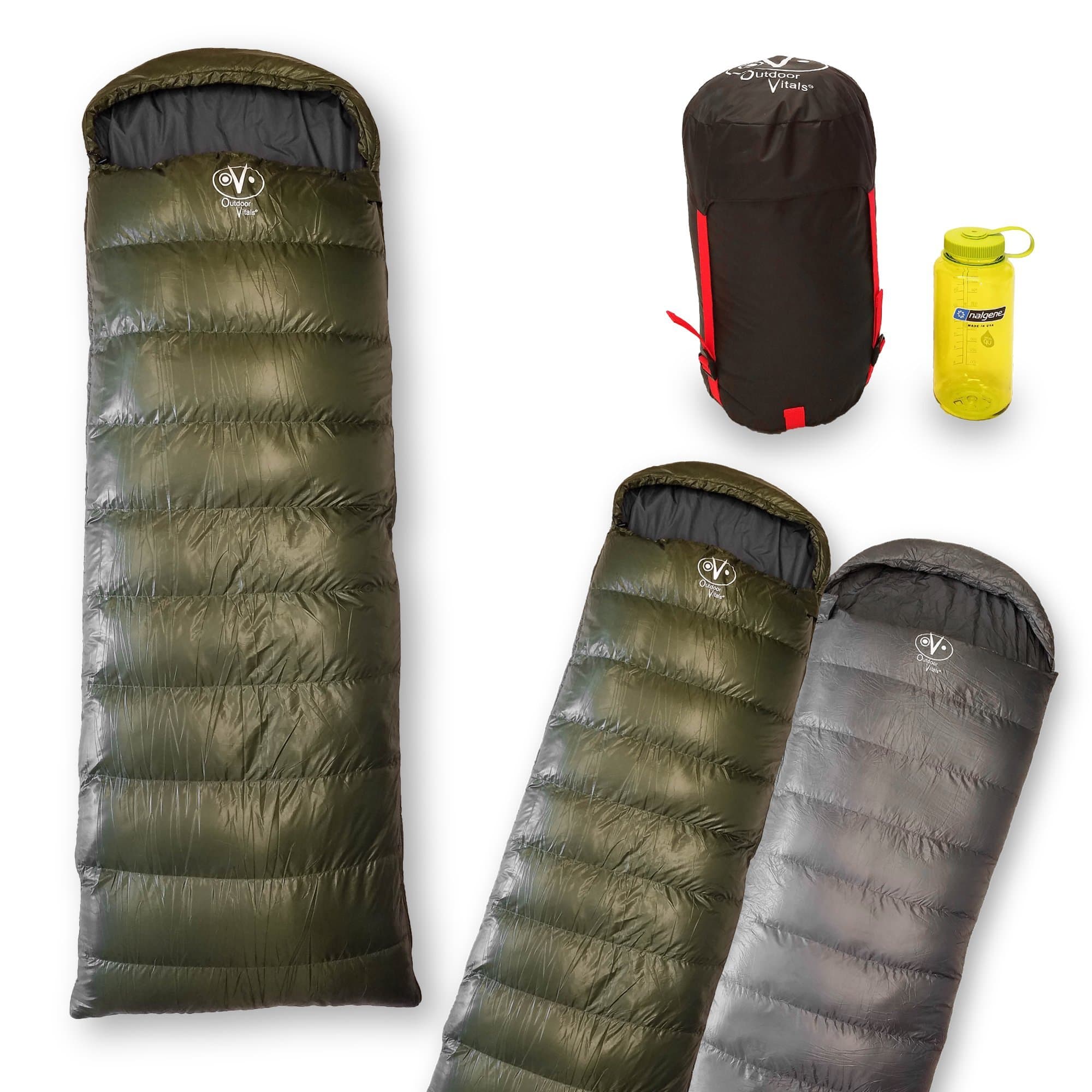 Outdoor Vitals Explorer 25°F Rectangular Down Sleeping Bag, Double, 2 Person, 3 Season,