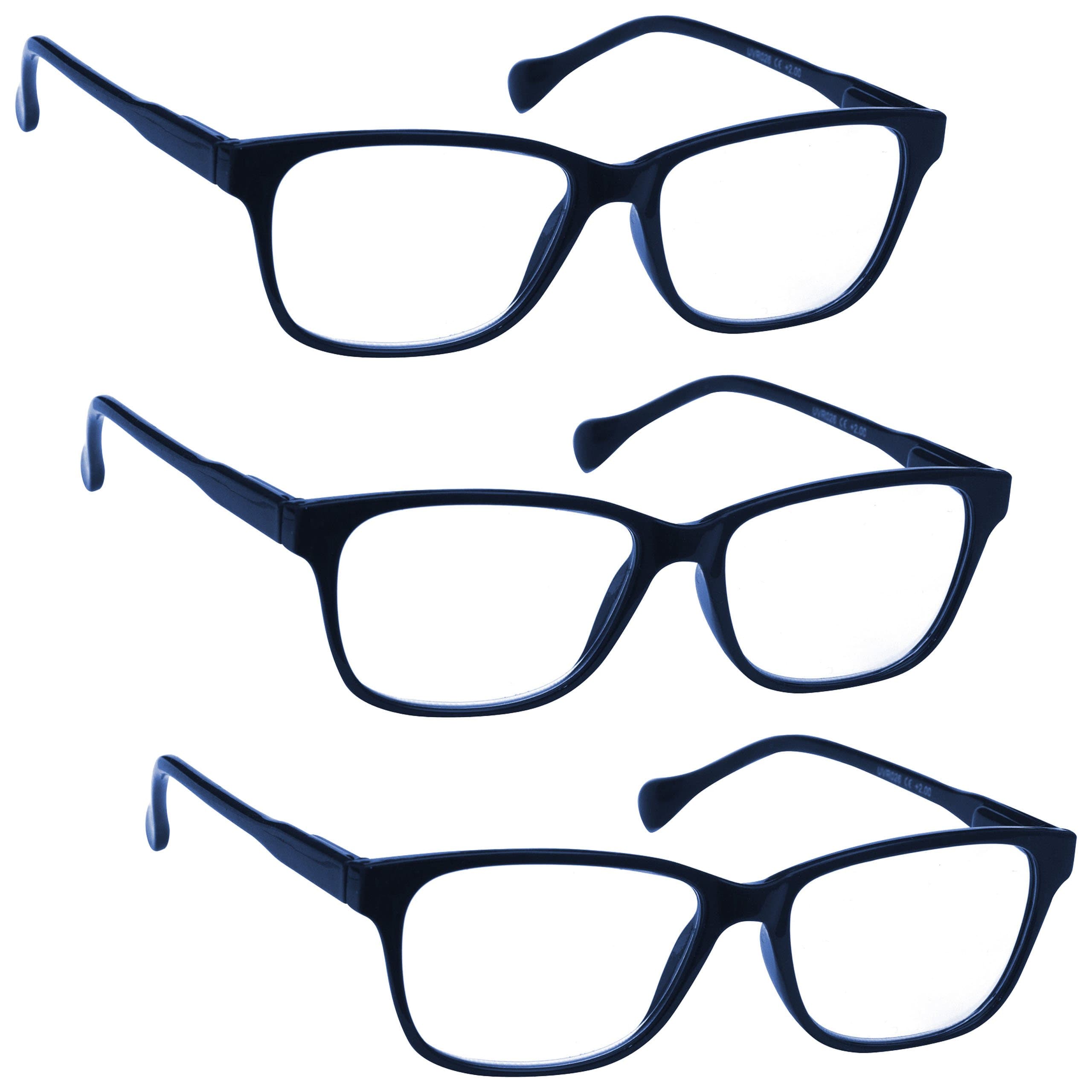 UV Reader Navy Blue Lightweight Reading Glasses Value 3 Pack Designer Style Mens Womens UVR3PK027 +2.00