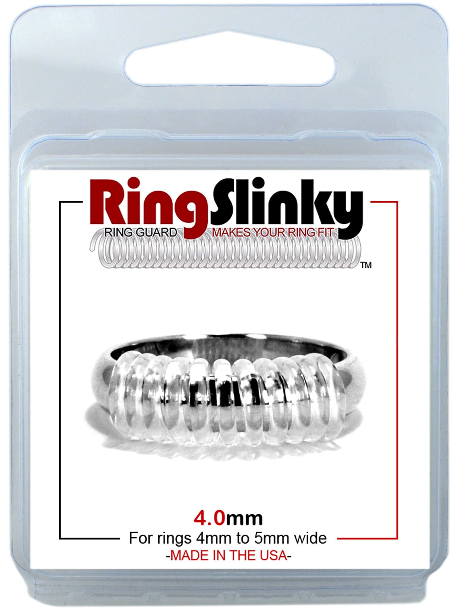 RingSlinky: Ring Size Reducer | Ring Guard | Ring Size Adjuster. Size: 4.0 mm, for rings 4 mm to 5 mm wide.