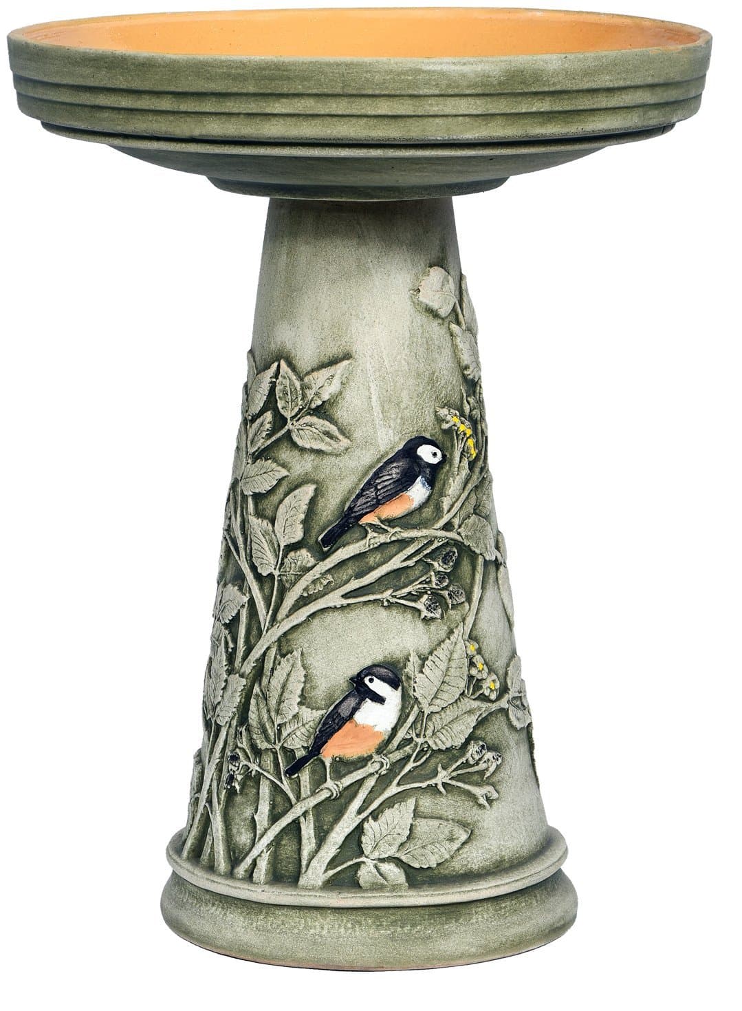 Burley Clay Chickadee Bird Bath Set