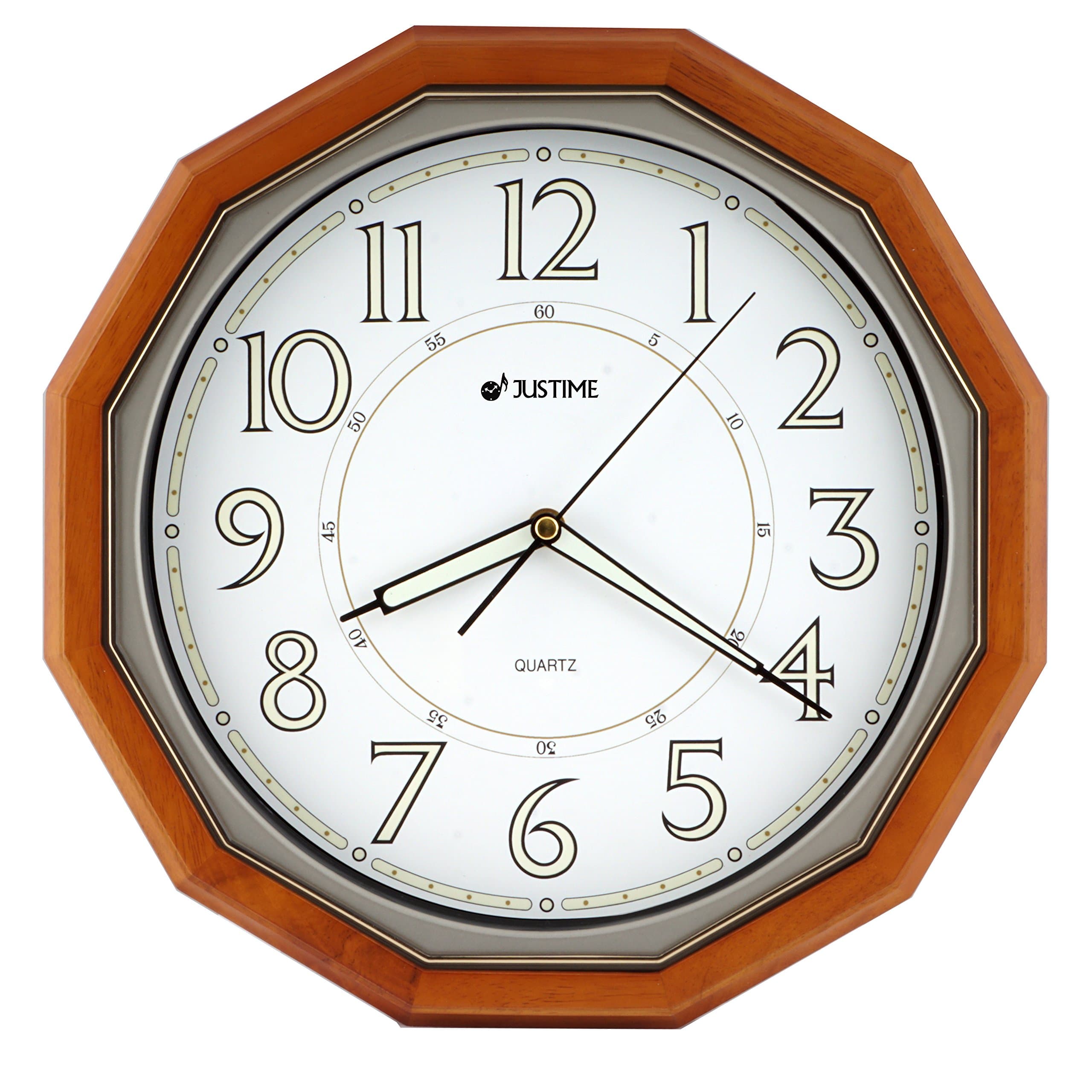 15 Inch Elegant 16 Angle Solid Wood Quality Luminous Glow Dial Quartz Wall Clock Home Decor (WW0312)