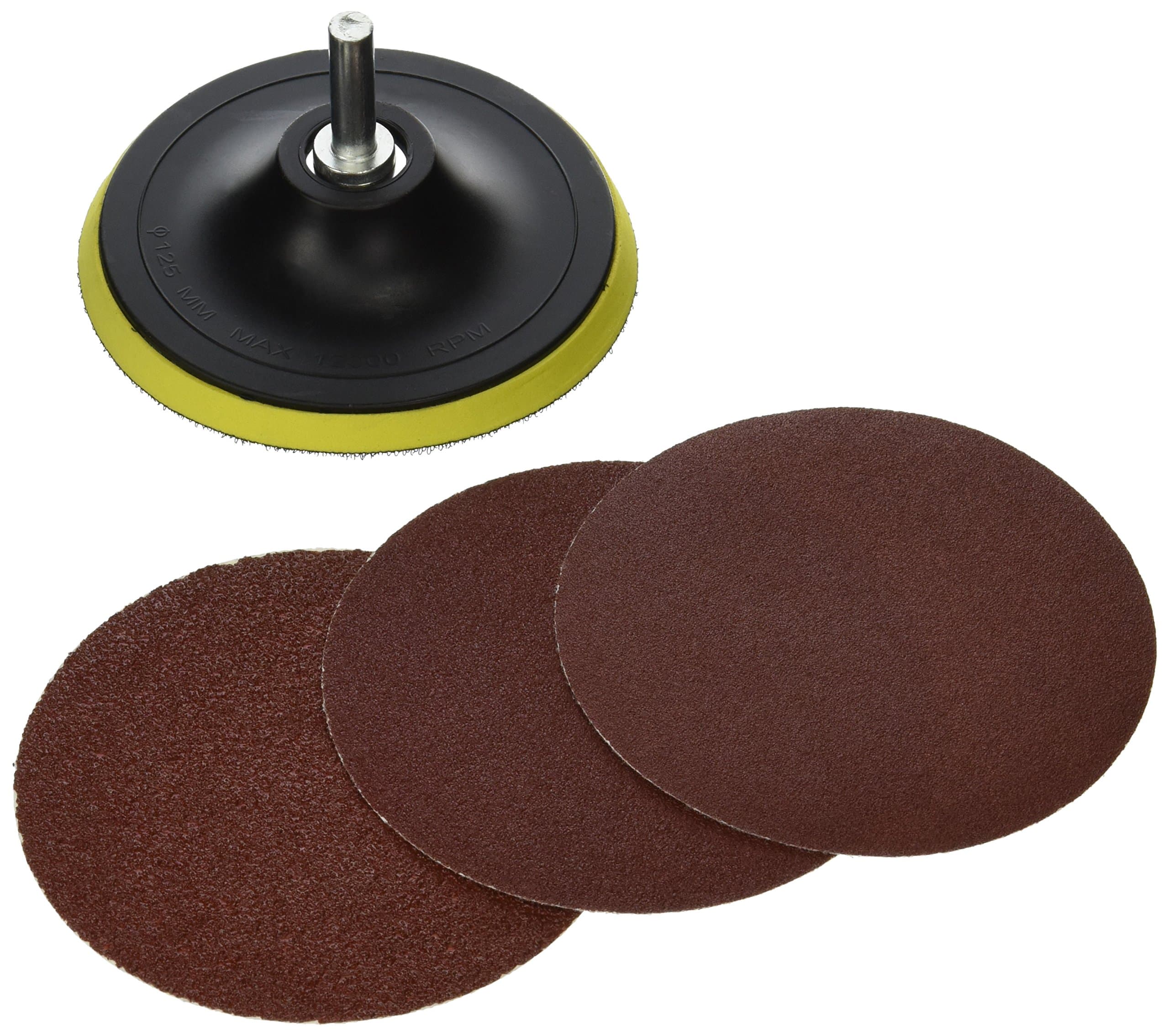 QuickSander Hook & Loop Mount Drill Pad with 5 inch Sanding Discs: 40, 80 & 120 Grit for Sanding on Paint, Wood, Metal & Many Other Surfaces