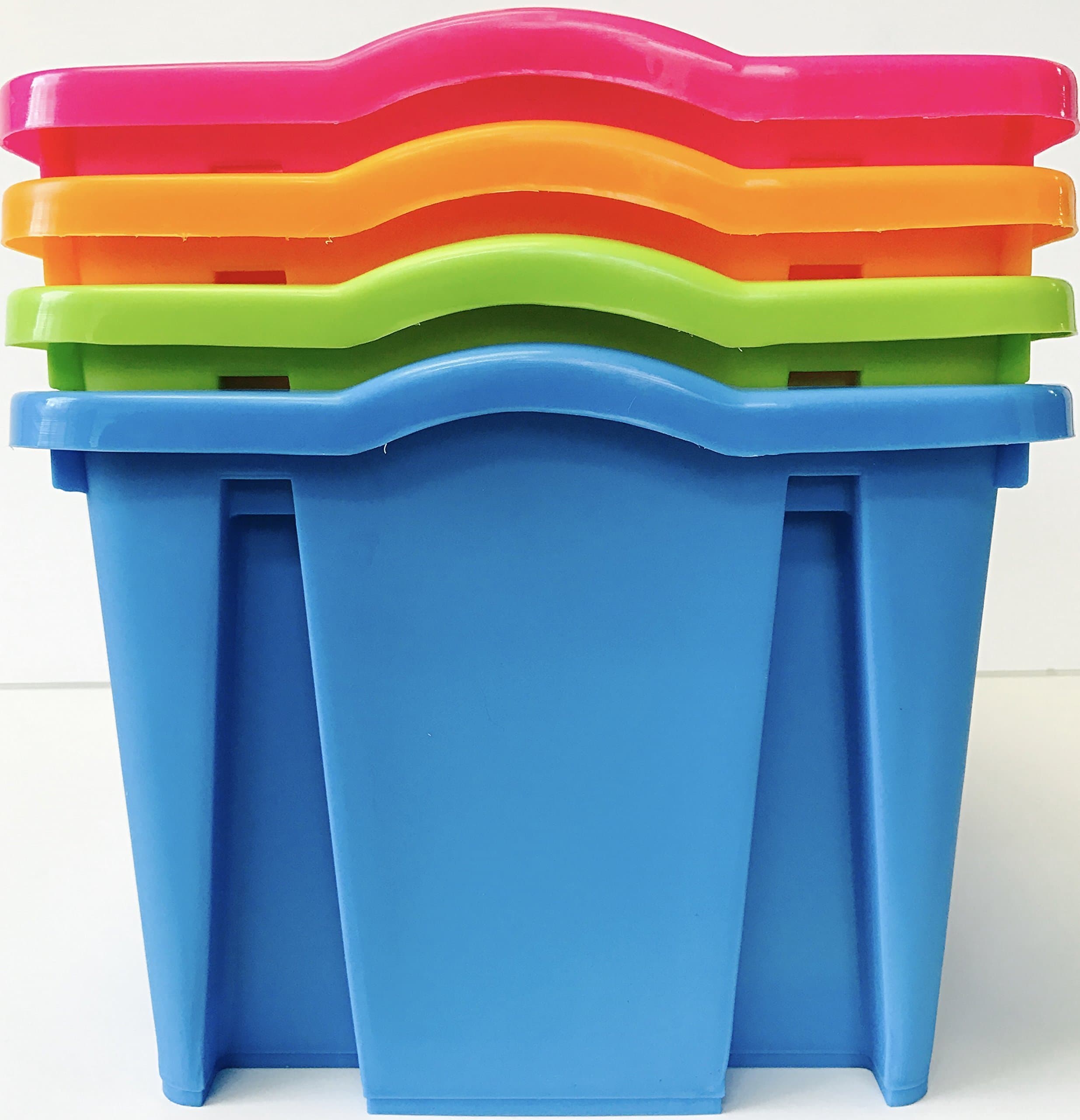 JMD Starpacks 4 Piece Wide Rectangular Classroom Storage Baskets for Pencils, Markers, Crayons, Pens, Cards, Etc - Great Teacher Resources & Storage for Classroom