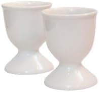 White Porcelain Egg Holder or Egg Cup, Set of 2 for Hard & Soft Boiled Eggs