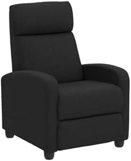 Yaheetech 2-Seat Fabric Pushback Recliner Chair with Thick Seat Cushion and Backrest Reclining Chair for Living Room Home Theater Matte Black