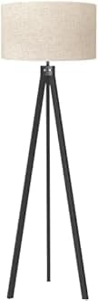 LEPOWER Wood Tripod Floor Lamp, Mid Century Standing Lamp, Modern Design Studying Light for Living Room, Bedroom, Study Room and Office (Black Holder)