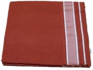 Men's Cotton Colored Dhoti with Fancy Border Kerala-style Veshti Mundu Kaili Lungi 2.0 Mtrs