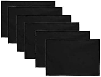 Lify Cotton Canvas Placemats - DIY Table Mats Heat-Resistant Non-Slip Insulation Table Runner for Kitchen Dining Room Table Decoration- Set of 6 (Black)