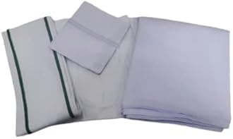 GUGGU Men's 5-Piece Pandit Dhoti Kurta Set, White color | Unstitched Kurta,Angocha,Vest,Hanky. (Best item for shradh or diwali) Best package for pandit ji.