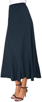 Urban CoCo Women's Faux Suede Elastic Waist Midi Long Skirt A Line Women Flowy Fall Winter Skirts