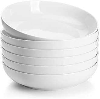 Sweese 1309 Porcelain Salad/Pasta Bowls - 22 Ounce - Set of 6, White