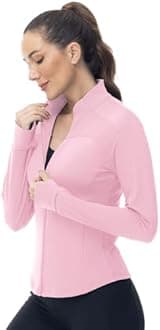 Gopune Women's Workout Athletic Jacket Lightweight Zip Up Yoga Slim Fit Tops with Pockets
