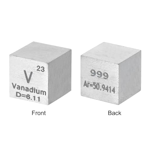 PATIKIL Vanadium Cube, 10mm V Density Cube High Density Element Cube Unique Metal Cube Periodic Table of Elements Collections Lab Experiment Teacher Scientific Classes