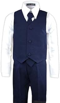 Black n Bianco Boys' Formal Black Suit with Shirt and Vest