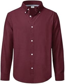 J.VER Boy's Long Sleeve Oxford Dress Shirts Solid Casual Button Down Collar Shirt Kids Formal Uniform Tops