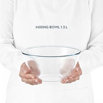 Borosil Mixing Bowl w Blue Lid Set of 3, 500ml + 900ml + 1.3 L