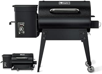 KingChii - Portable Electric Wood Pellet Grill with Folding Legs, Grill Capacity 460 sq ft, 18 lbs Hopper, with PID Temperature Control (180-400°F) for