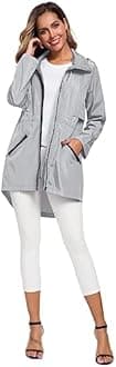 Avoogue Women's Long Raincoat with Hood Outdoor Lightweight Windbreaker Rain Jacket Waterproof