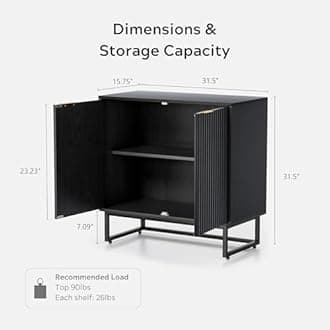 EYYTHUNG Fluted Cabinets with Storage Set of 2, Sideboard Buffet Cabinet with Adjustable Shelves, Modern Accent Console Table for Living Room Entryway, Black