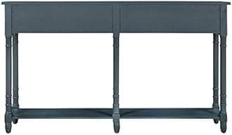 Merax 2 Tier Console Table with 2 Storage Drawers for Living Room, Narrow Entryway Table with Bottom Shelf, Sofa Table with Storage for Living Room, Antique Navy