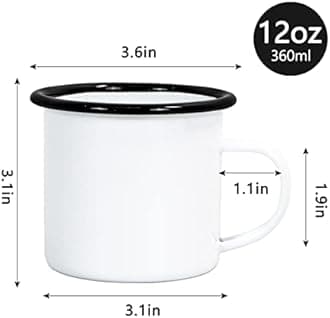 MAIKESUB 4 Pack Sublimation Blank Enamel Mug 12 OZ with Black Rim Camping Travel Coffee Metal Mug Can be used as a gift for Christmas Thanksgiving Mother's Day Father's Day