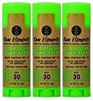 Raw Elements Lip Rescue Certified Natural Sunscreen | Non-Nano Zinc Oxide, 95% Organic, Very Water Resistant, Reef Safe, Non-GMO, Cruelty Free, SPF 30+, All Ages Safe, 0.15oz (3-Pack)