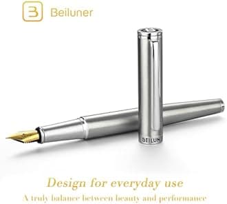 BEILUNER Luxury Fountain Pen Set (Silver, Fine)