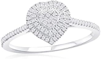 Beaux Bijoux Real Diamond Rings for Women in Sterling Silver - Engagement, Promise Anniversary, Genuine Fine Diamond Rings in Multiple Shapes and Styles