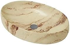 REMANENCE Wash Basin Countertop | Tabletop Ceramic Bathroom Sink | Wash Basin Over Counter | Ceramic Wash Basin (Beige)
