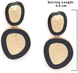 ZAVERI PEARLS Dangler Earrings for Women (Golden) (ZPFK9889)