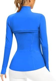 QUEENIEKE Women's Running Jacket Breathable Lightweight Sports Jacket Zipper Workout Jacket with Pocket for Yoga Fitness