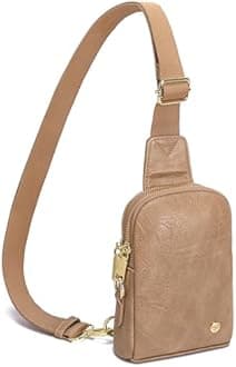 INICAT Travel Small Sling Bag Leather Crossbody Bags for Women Fanny Packs Cross Body Bag for Woman Cross Body Purses(Khaki Anti-theft)