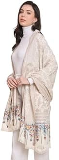 Pashtush Ladies Ivory Ivory Synthetic Hair Pashmina Shawl Scarf One Size, Ivory-coloured, One Size