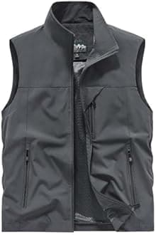Men's Softshell Vest Outerwear Zip Up Sleeveless Quick Dry Fishing Vests Outdoor Casual Multi Pocket Jacket for Hiking Golf