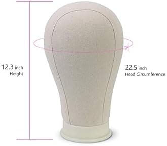 Eerya Canvas Block Head 22.5 Inch Wig Head Set for Wig Making Display Styling Poly Canvas Block Head with Stand Mannequin Head with Mount Hole Manikin Head Wig Head Stand(22.5 Inch)