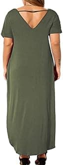 Kancystore Women's Plus Size Dresses Summer Casual Loose Pocket Short Sleeve Slits Long Maxi Dress XL-5X