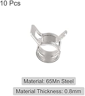 sourcing map 10pcs 9mm Spring Band Type Action Fuel/Silicone Vacuum Hose Pipe Clamp Low Pressure Air Clip Clamp, Nickel Plated