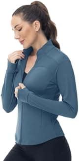 Gopune Women's Workout Athletic Jacket Lightweight Zip Up Yoga Slim Fit Tops with Pockets