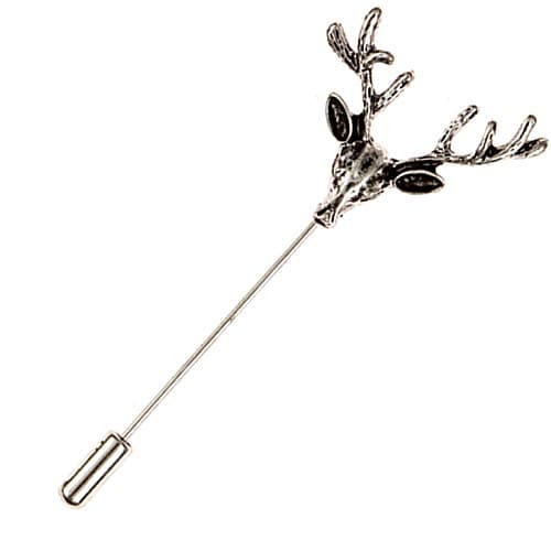 Stag Head Antique Silver