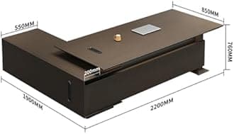 Mid Century Modern Writing Study Desk Executive Desk Wooden Office Desk for Home Office with Storage Cabinets