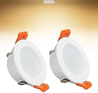 5W LED Recessed Ceiling Spotlights, 3000K Warm White Ultra Slim Panel Light, Cut Φ70-75mm, AC110-240V Round Downlights for Living Room Office, 2 Pack