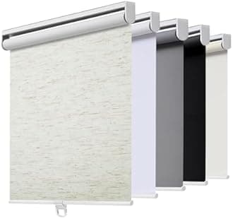 Cordless Roller Shades Blackout Blinds for Windows Room Darkening Rolled Up Shades with Spring System, UV Protection Natural Linen Fabric Window Shades Door Blinds for Home（24" W x 72" H, Linen Cream