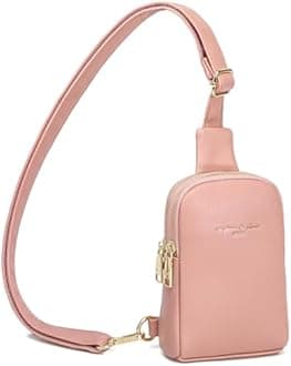 INICAT Travel Small Sling Bag Faux Leather Crossbody Bags Purses Women Fanny Packs Cross Body Bag for Woman Gifts, Pink, Small, Casual