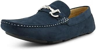 Amali Mens Plush Microfiber Faux Suede Slip On Loafer Driving Shoe with Buckle Style Walken