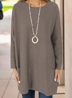 Naggoo Womens Long Sleeve Tunic Tops with Pockets for Leggings Casual Long T Shirts Floral Print Blouses